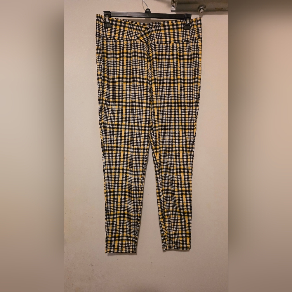 SHEIN Yellow and Black Plaid  Pants